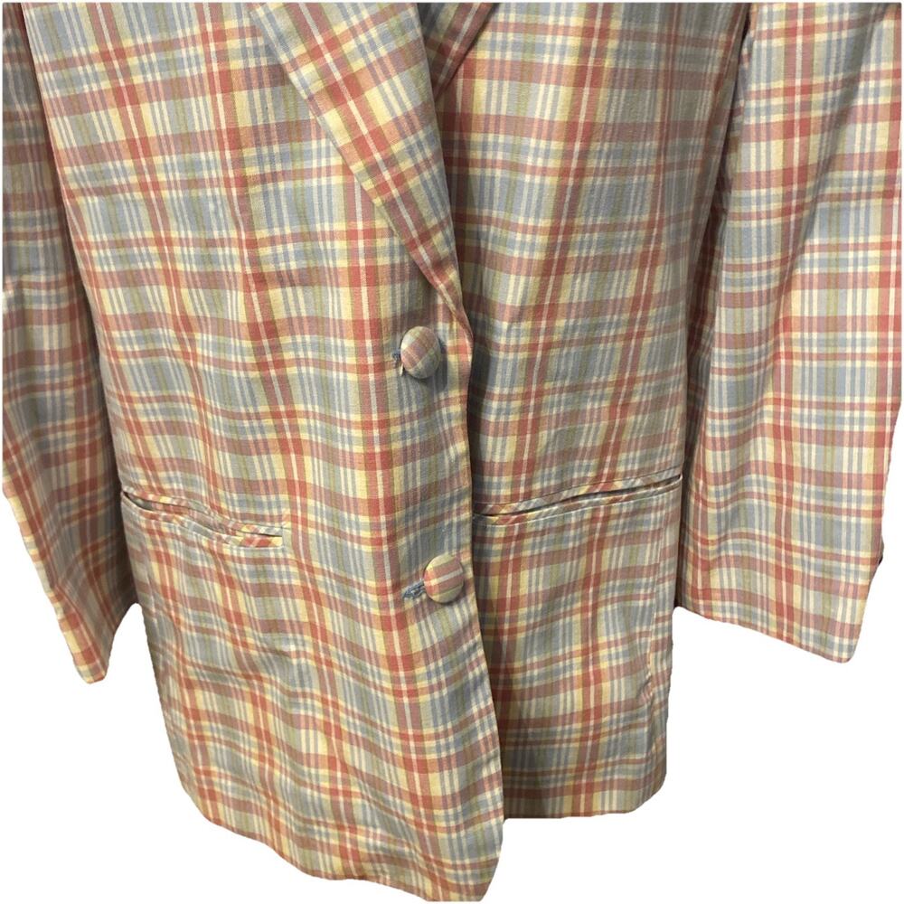 Vintage Hunt Club Womens Single Breasted One Button Cotton Plaid Blazer Size 12 - Picture 3 of 7